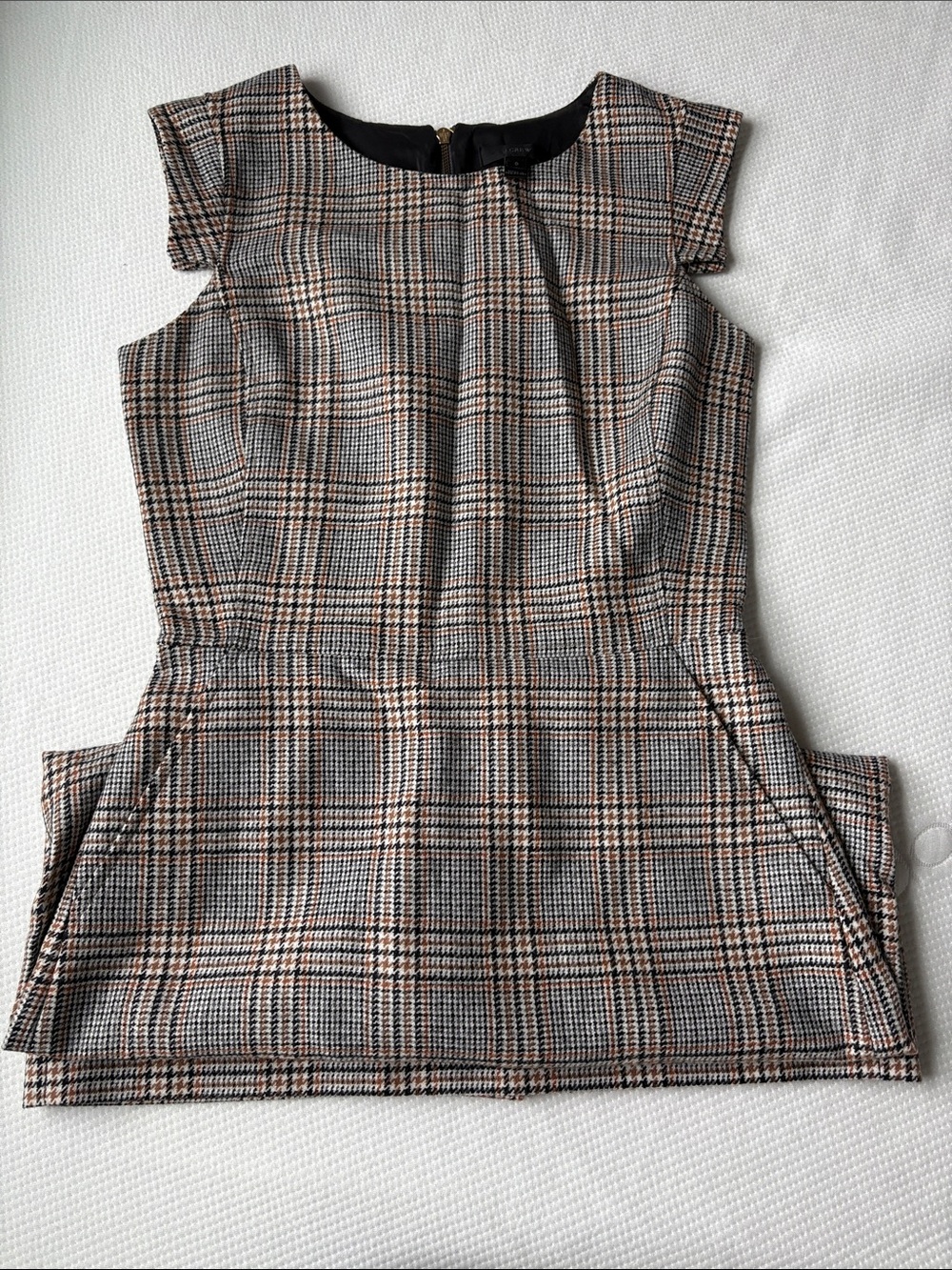 J Crew Plaid Dress - Black, Gray & Tan